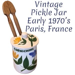 Poteries du Marais Vintage Pickle Jar & Tongs Early 70’s France